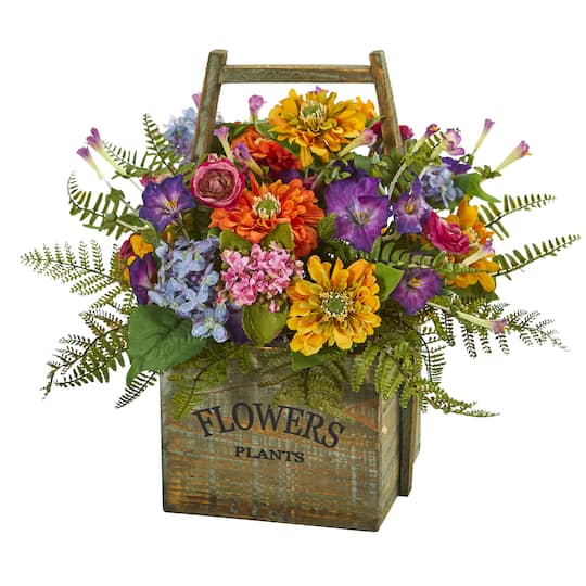15&#x22; Mixed Floral Arrangement in Wood Basket